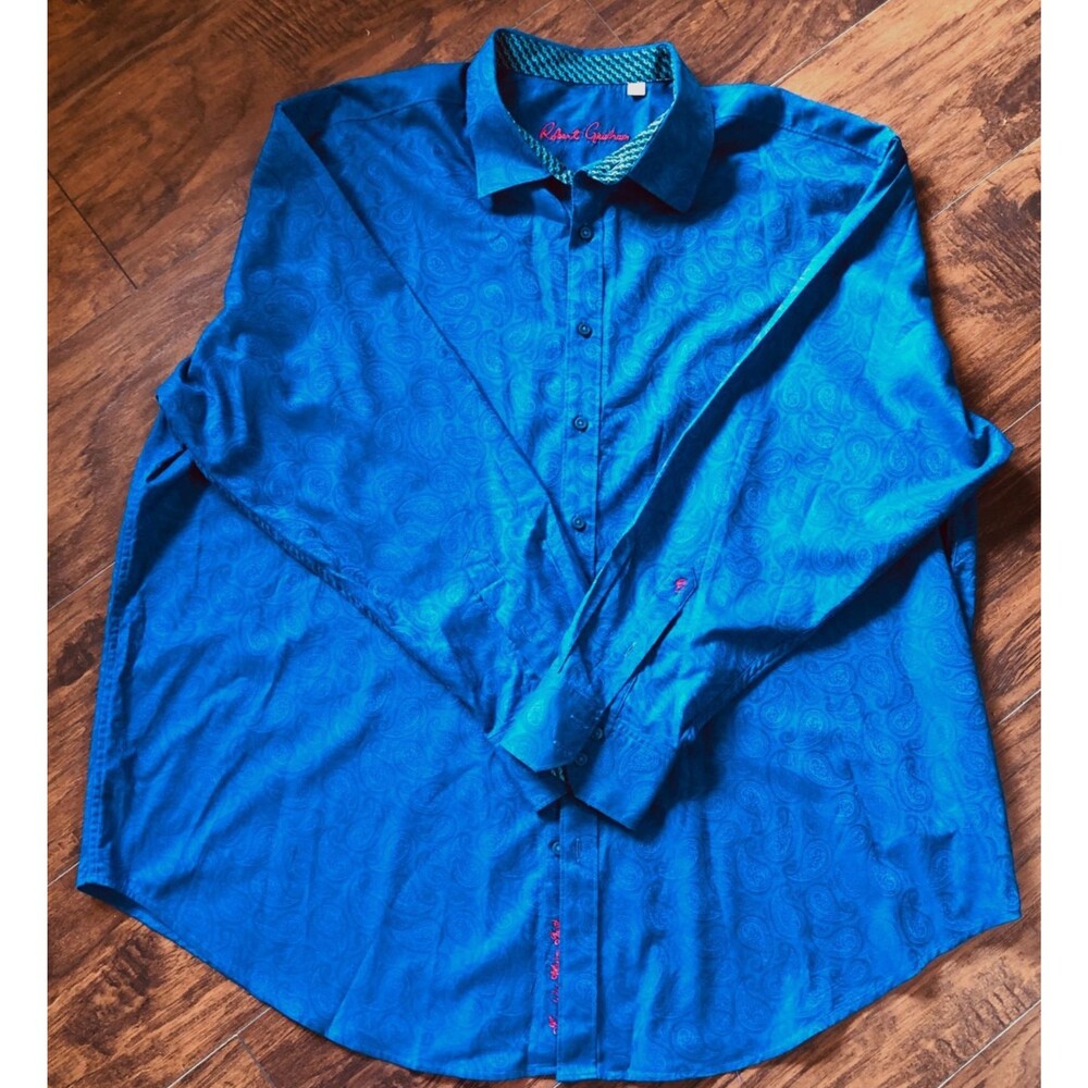 Robert Graham Button-Down Men's Long Sleeve Shirt Blue Paisley Size 3XL
